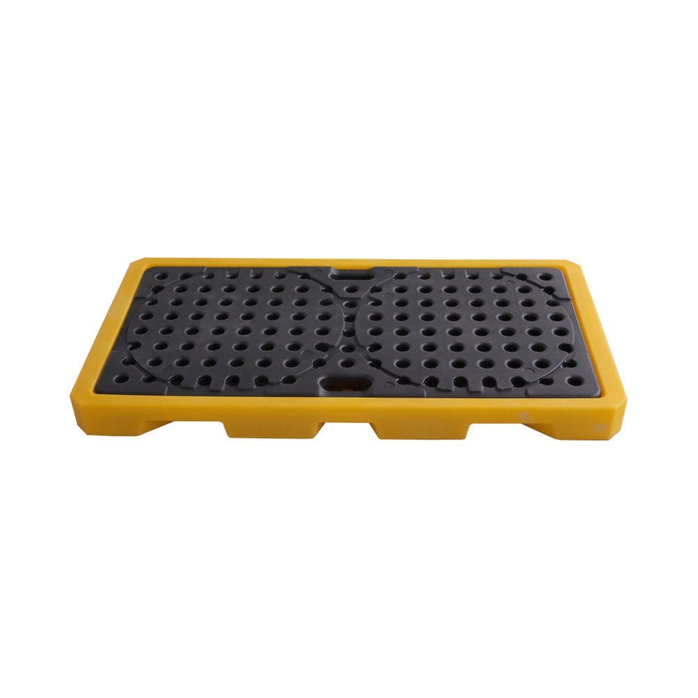 2 Drum Spill Pallet for Chemical & Oil Storage | HDPE Spill Containment Pallet with Drain