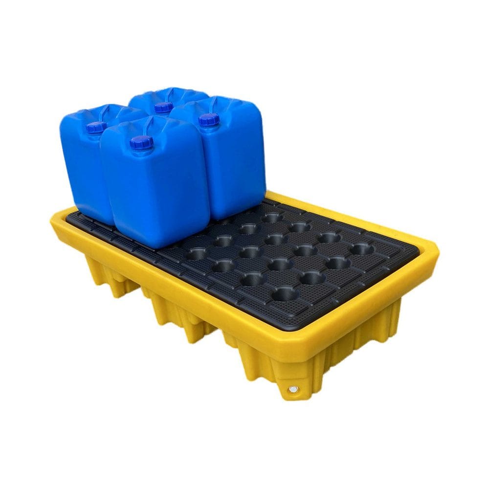 Heavy Duty 2 Drum Spill Containment Pallet | HDPE Chemical Drum Spill Tray with Sump & Drain 3