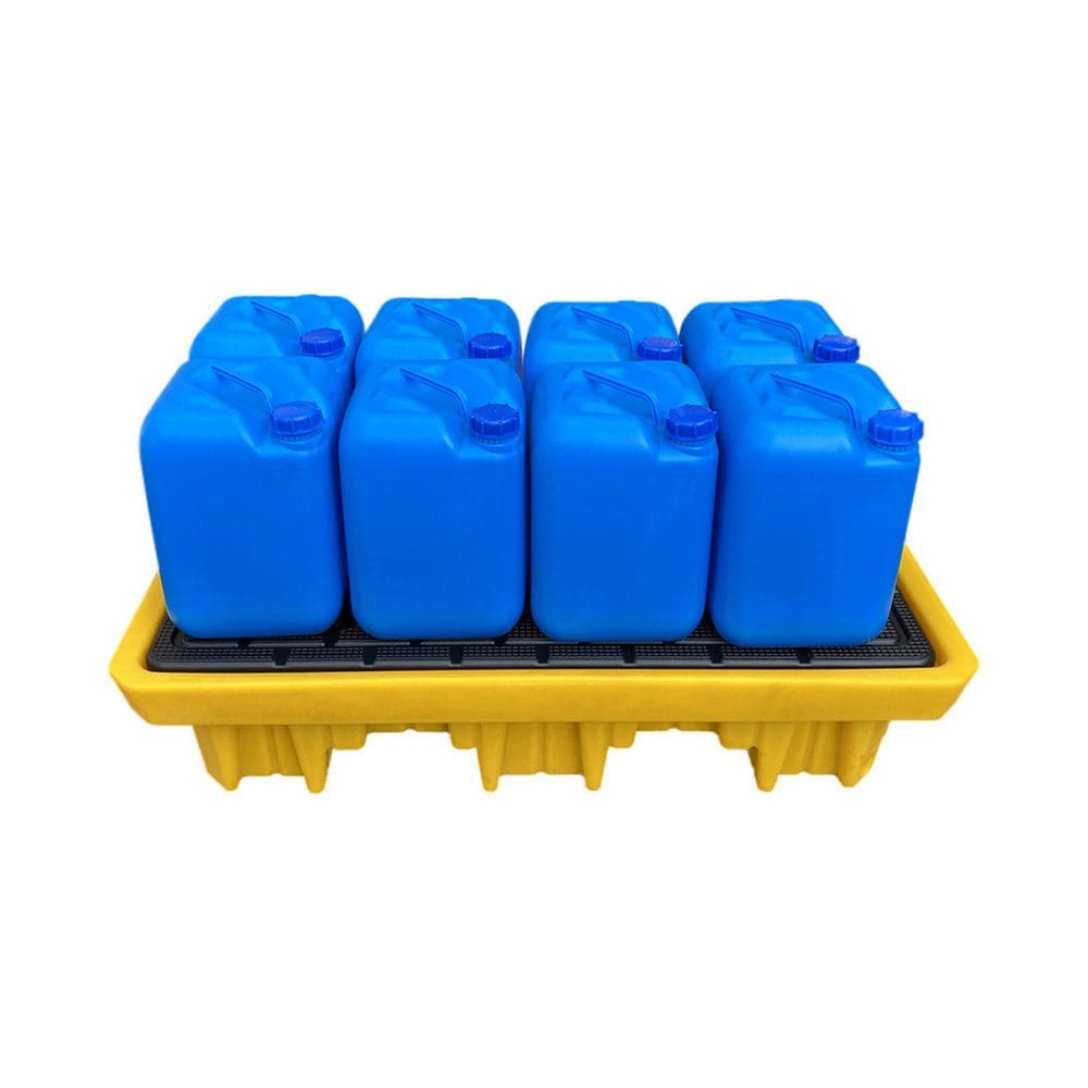 Heavy Duty 2 Drum Spill Containment Pallet | HDPE Chemical Drum Spill Tray with Sump & Drain 4