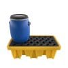 Industrial Chemical Drum Spill Containment System | HDPE 2 Drum Safety Pallet with Drainage Sump