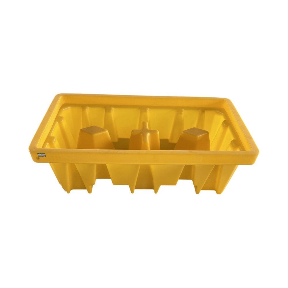 Industrial Chemical Drum Spill Containment System | HDPE 2 Drum Safety Pallet with Drainage Sump