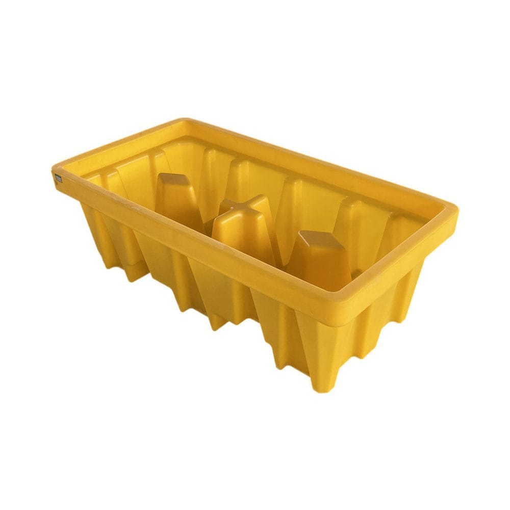 Industrial Chemical Drum Spill Containment System | HDPE 2 Drum Safety Pallet with Drainage Sump