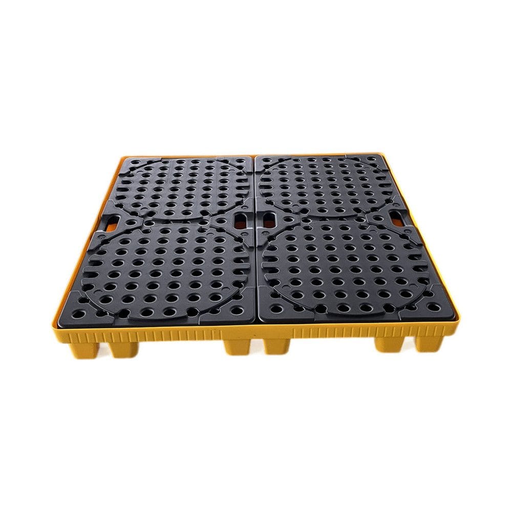 Low Profile 4 Drum Spill Pallet – Easy Loading Containment for Drum Storage