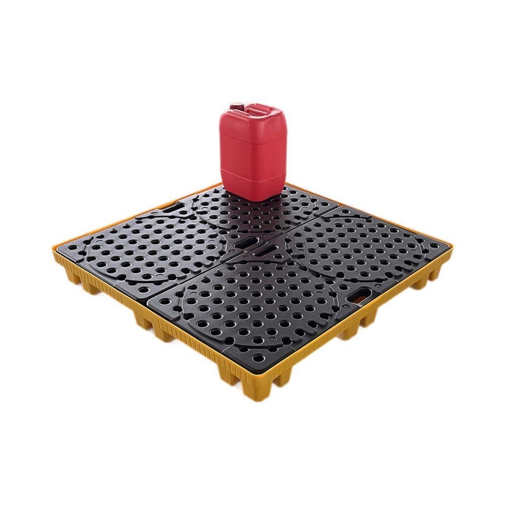 Low Profile 4 Drum Spill Pallet – Easy Loading Containment for Drum Storage
