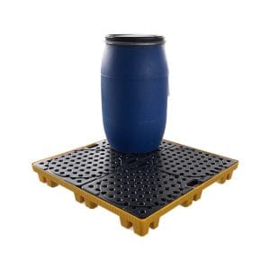 Low Profile 4 Drum Spill Pallet – Easy Loading Containment for Drum Storage