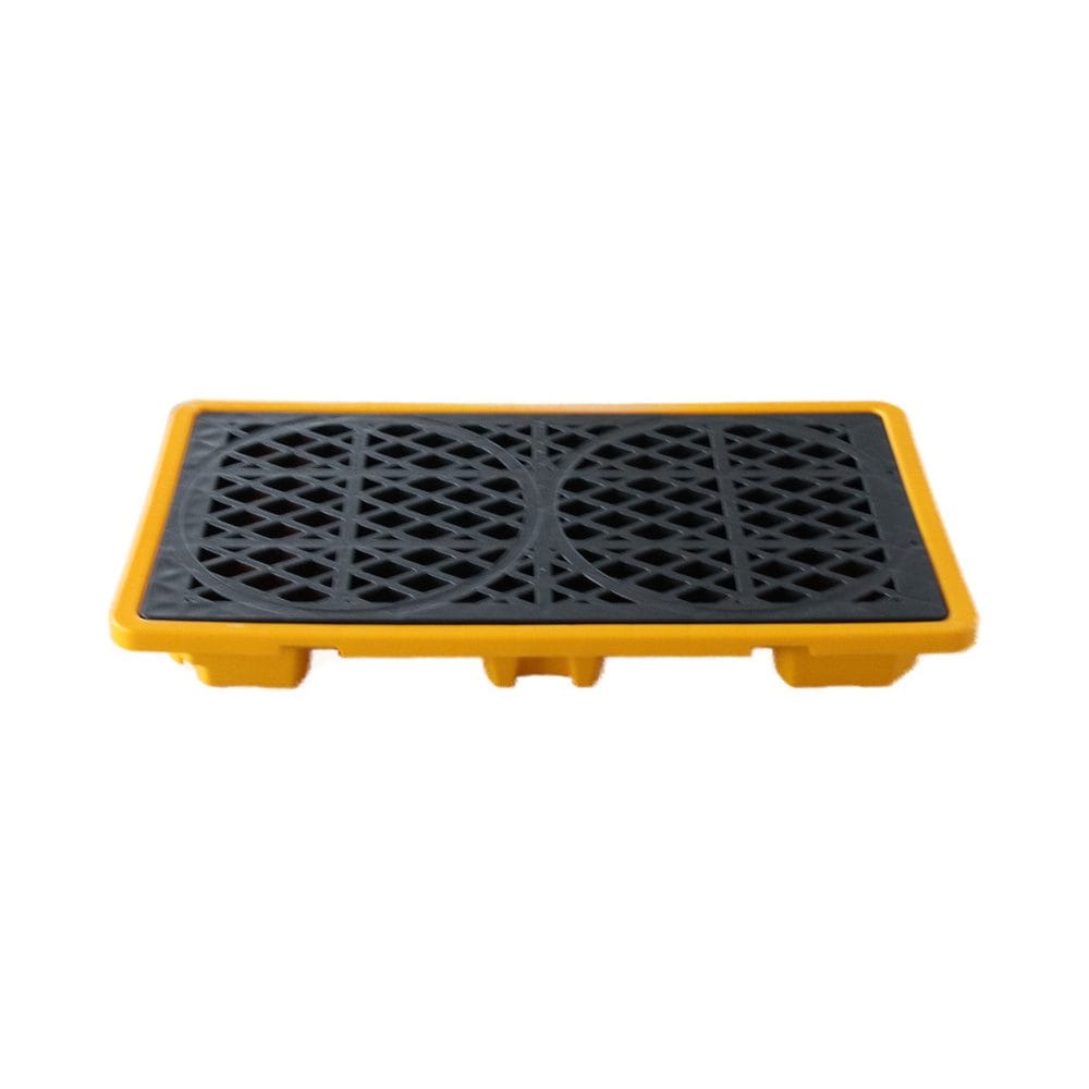 2 Drum Spill Pallet with Removable Grating | HDPE Leak Containment Base for Chemical & Oil Drums