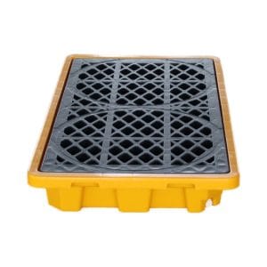 2 Drum Spill Pallet with Removable Grating | HDPE Leak Containment Base for Chemical & Oil Drums