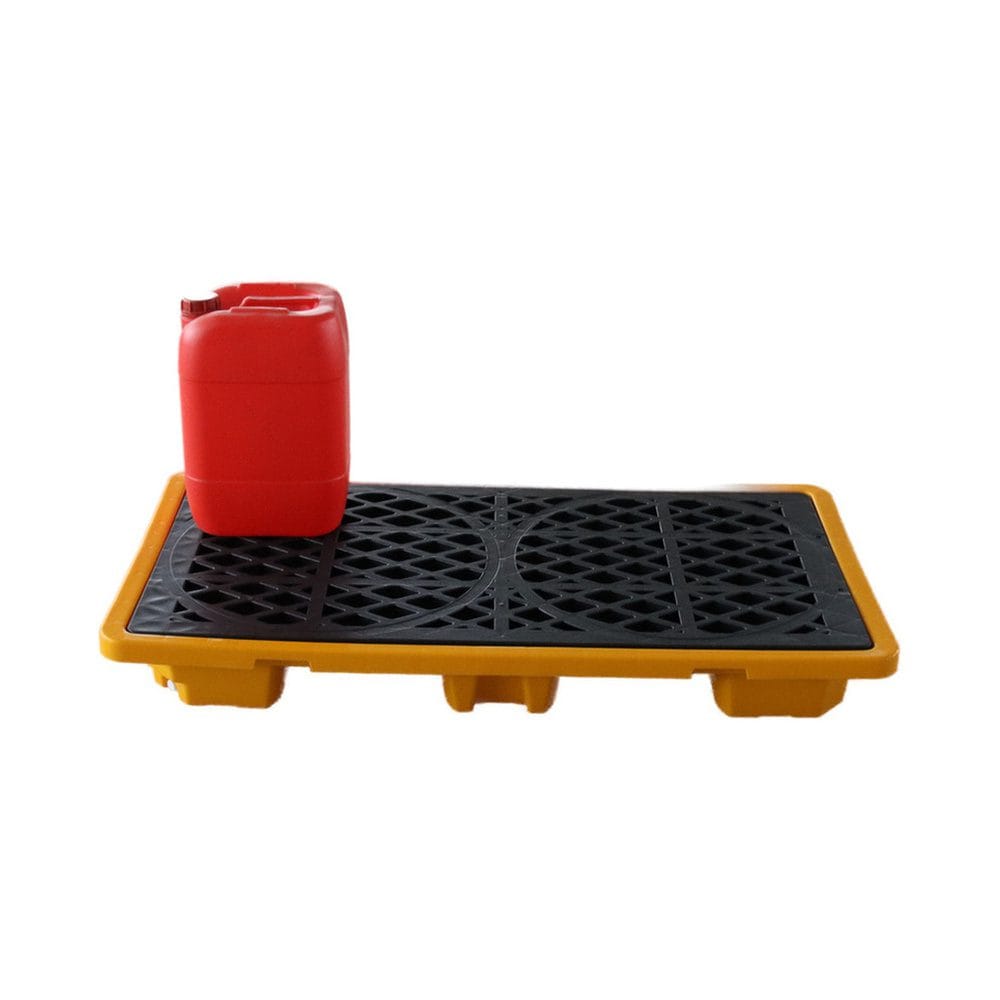 2 Drum Spill Pallet with Removable Grating | HDPE Leak Containment Base for Chemical & Oil Drums