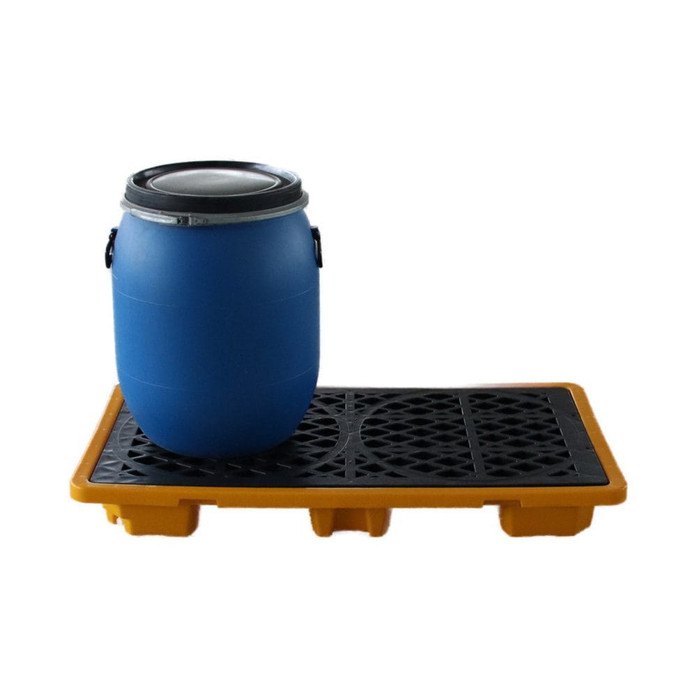 2 Drum Spill Pallet with Removable Grating | HDPE Leak Containment Base for Chemical & Oil Drums