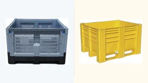 Foldable and one-piece plastic pallet boxes for bulk handling comparison