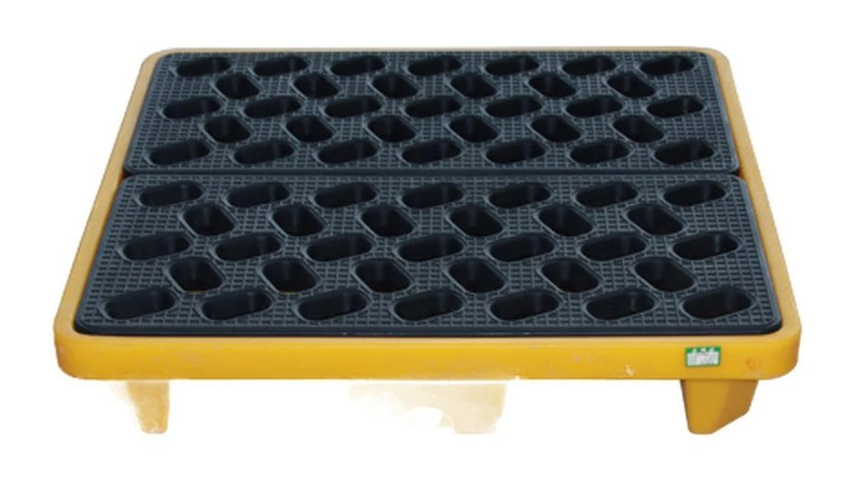Single drum HDPE spill prevention pallet with removable grating