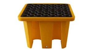 Yellow spill containment pallet with removable black grating