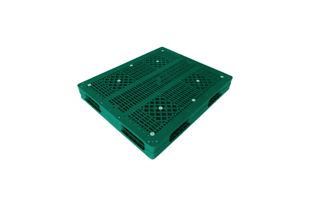 Three-runner injection-moulded grid plastic pallet for export and warehouse use